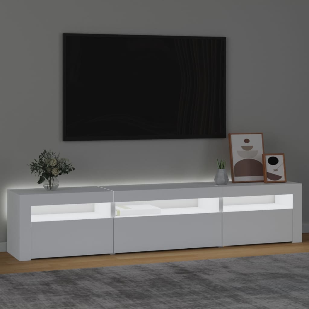 Meuble TV vidaXL avec lumières LED Blanc 195x35x40 cm