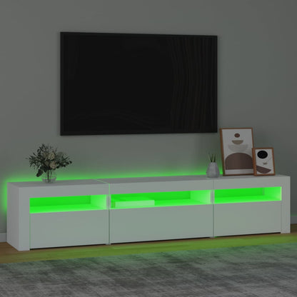Meuble TV vidaXL avec lumières LED Blanc 195x35x40 cm