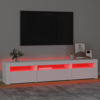 Meuble TV vidaXL avec lumières LED Blanc 195x35x40 cm
