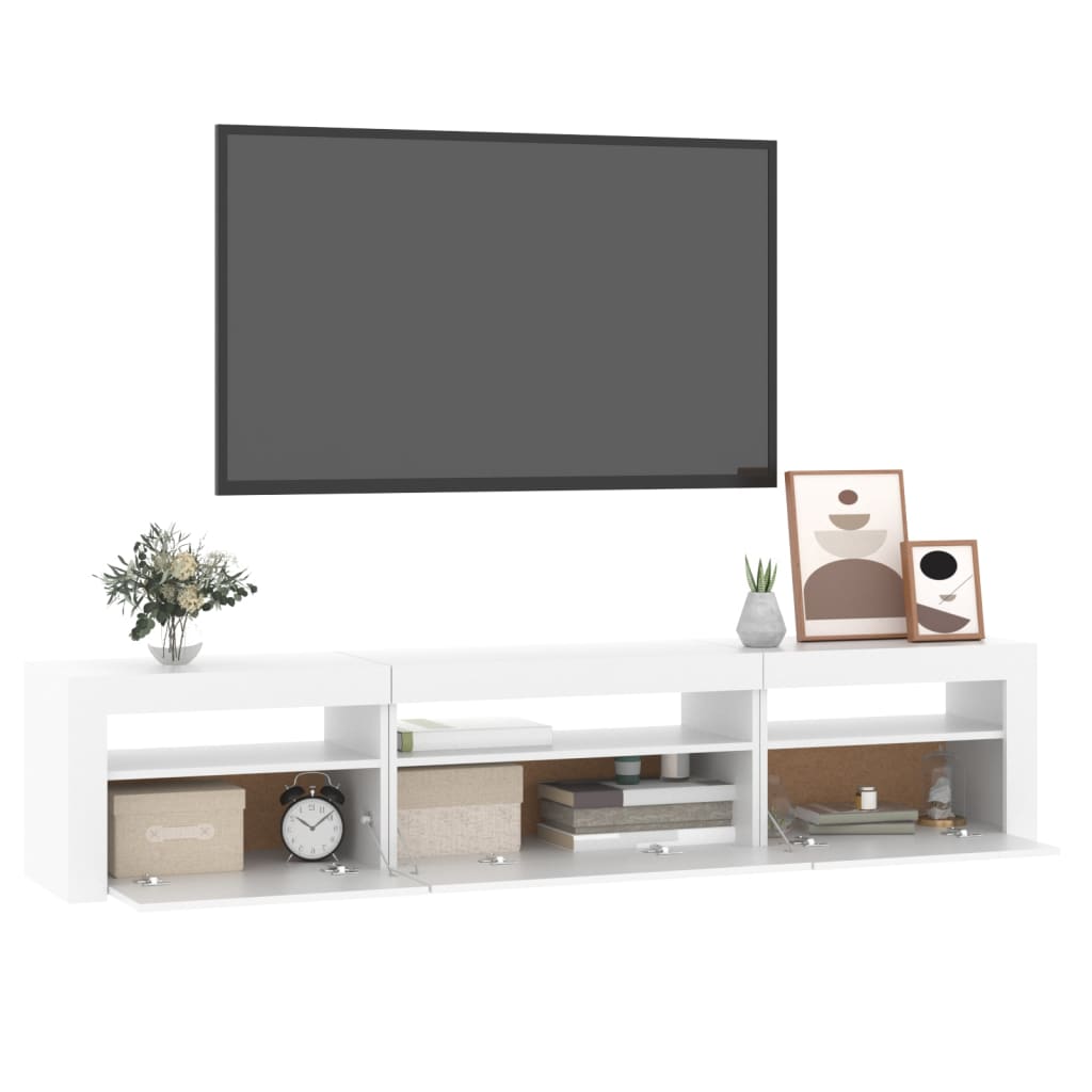 Meuble TV vidaXL avec lumières LED Blanc 195x35x40 cm
