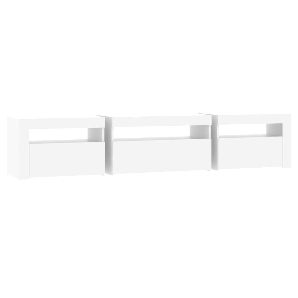 Meuble TV vidaXL avec lumières LED Blanc 195x35x40 cm