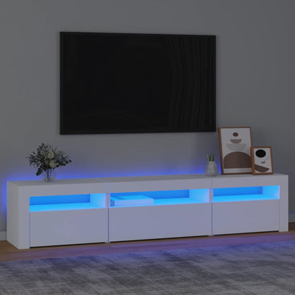 Meuble TV vidaXL avec lumières LED Blanc 195x35x40 cm