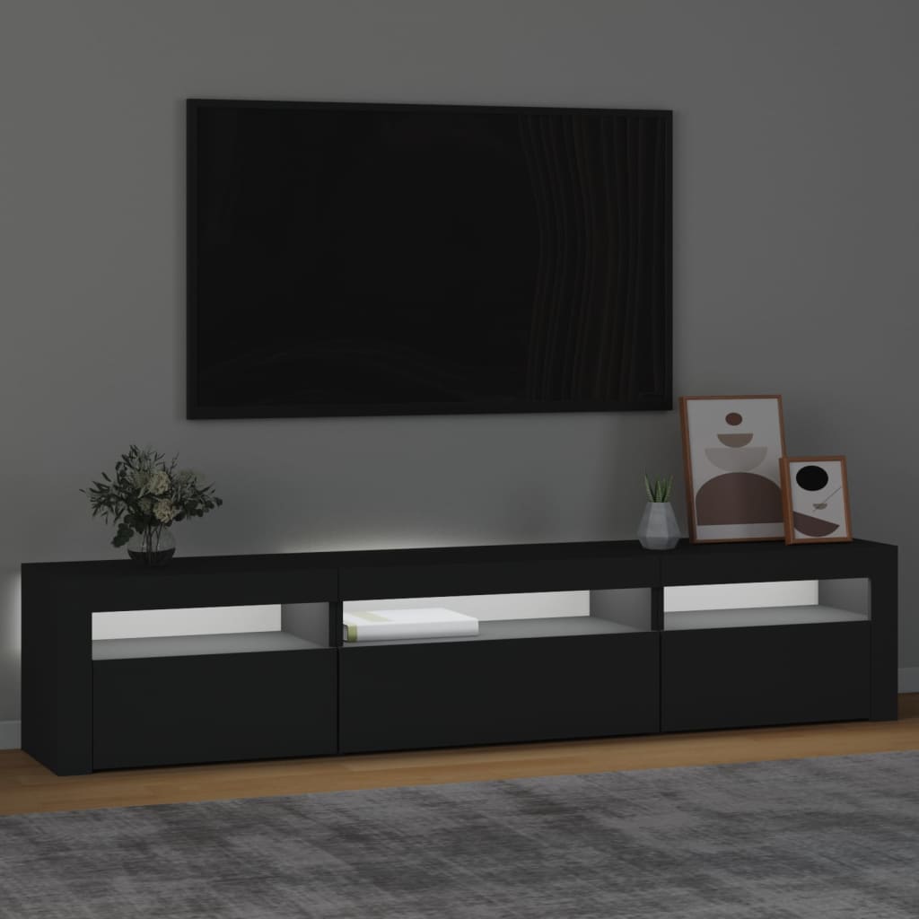 vidaXL TV-Schrank mit LED-Leuchten Schwarz 195x35x40 cm