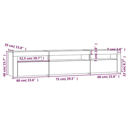 vidaXL TV-Schrank mit LED-Leuchten Schwarz 195x35x40 cm