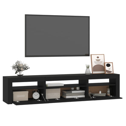 vidaXL TV-Schrank mit LED-Leuchten Schwarz 195x35x40 cm