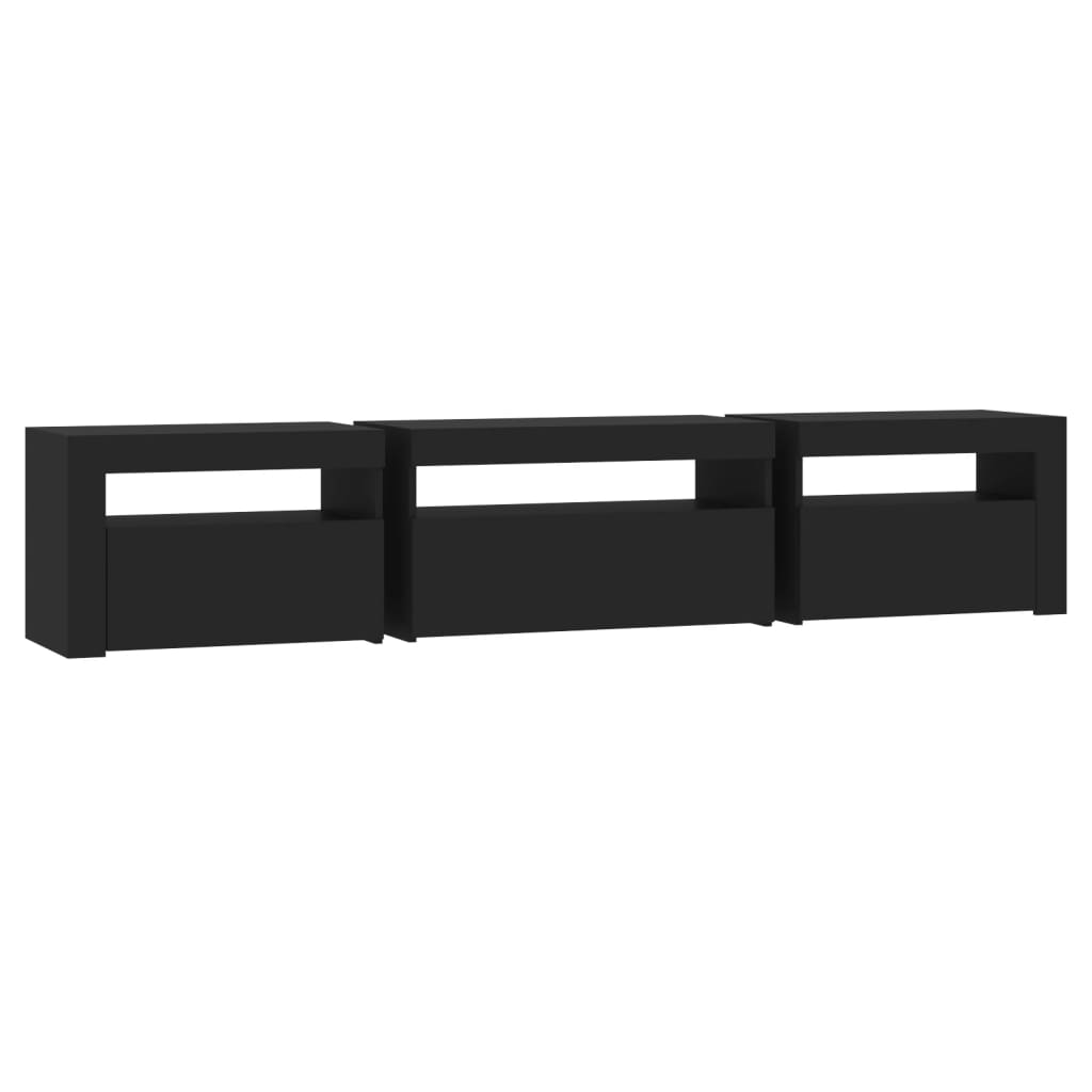 vidaXL TV-Schrank mit LED-Leuchten Schwarz 195x35x40 cm