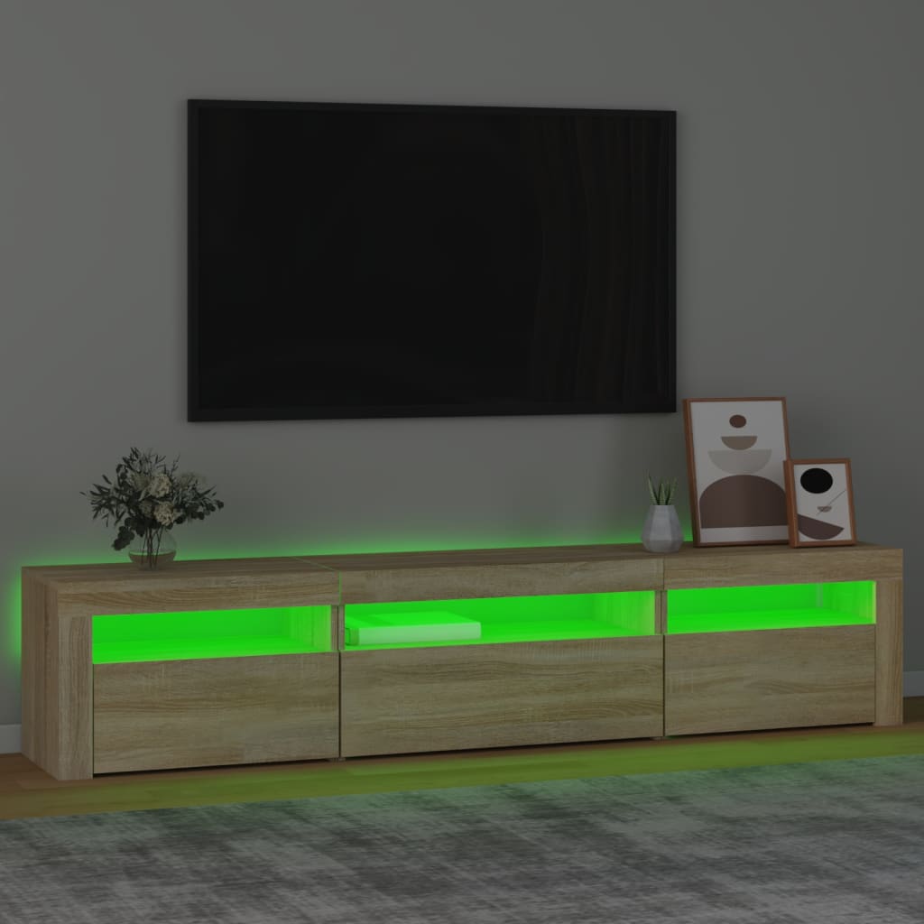 vidaXL TV-Schrank mit LED-Leuchten Sonoma-Eiche 195x35x40 cm