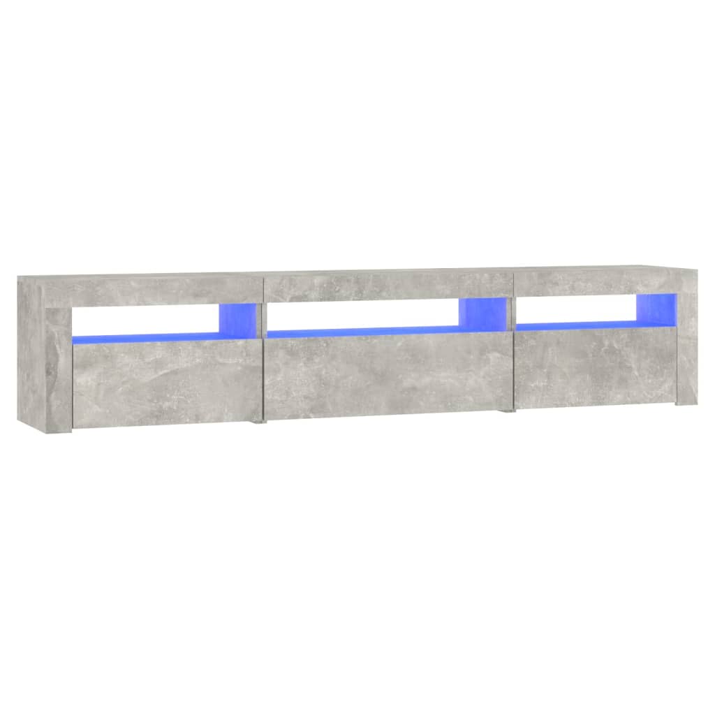 Meuble TV vidaXL avec lumières LED gris béton 195x35x40 cm