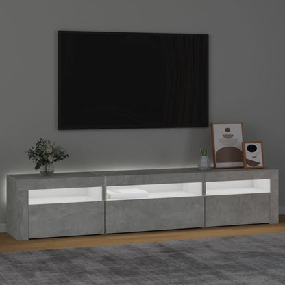 Meuble TV vidaXL avec lumières LED gris béton 195x35x40 cm