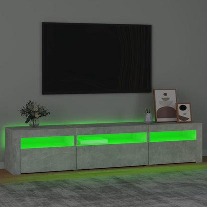Meuble TV vidaXL avec lumières LED gris béton 195x35x40 cm