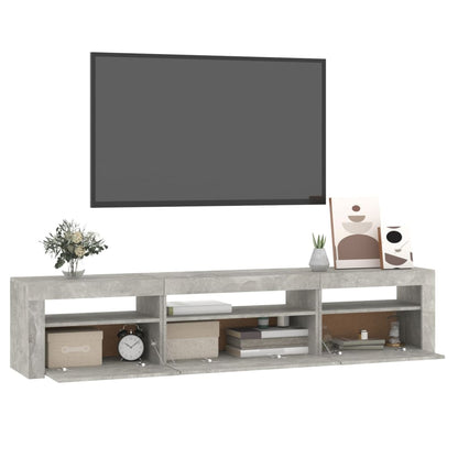 Meuble TV vidaXL avec lumières LED gris béton 195x35x40 cm