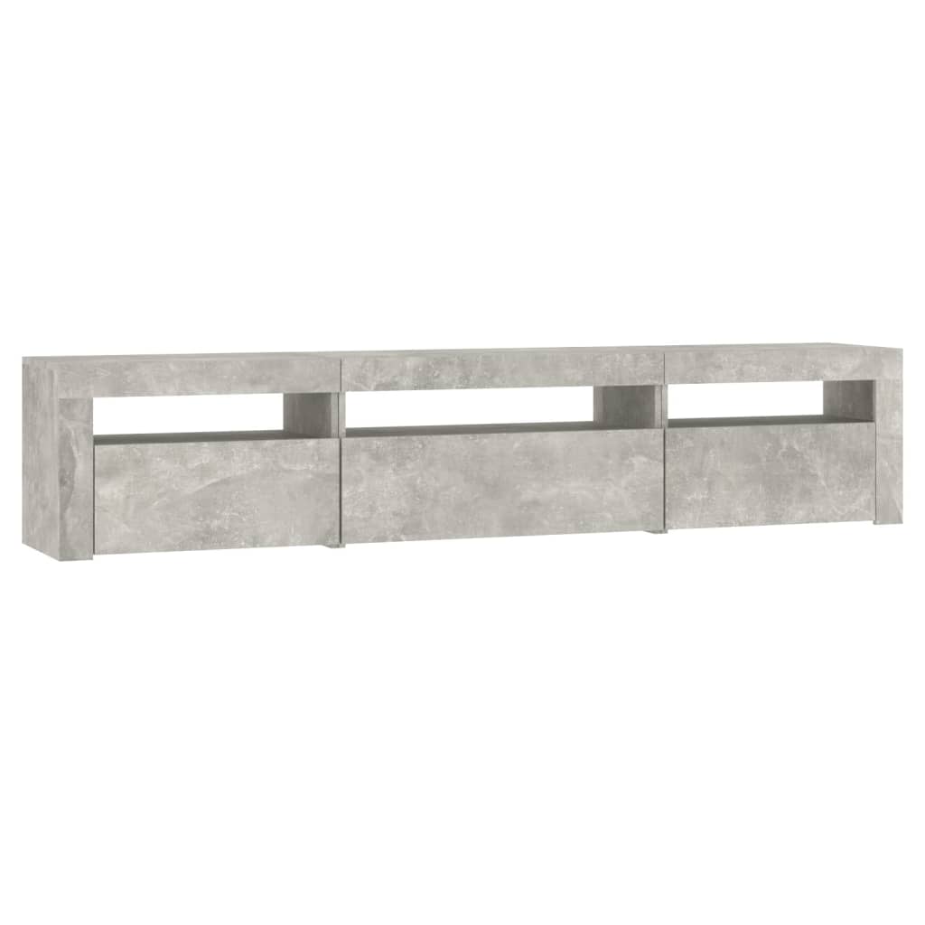 Meuble TV vidaXL avec lumières LED gris béton 195x35x40 cm