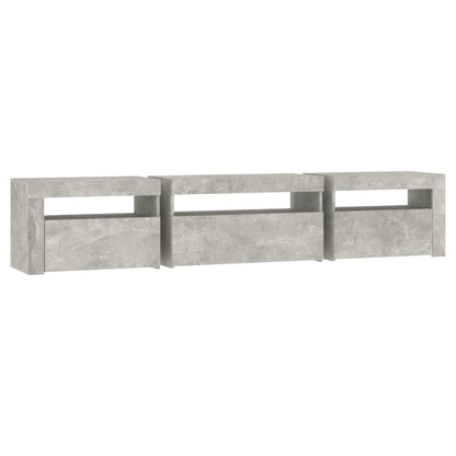 Meuble TV vidaXL avec lumières LED gris béton 195x35x40 cm