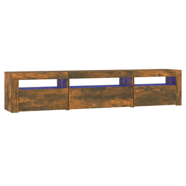Meuble TV vidaXL avec lumières LED chêne fumé 195x35x40 cm