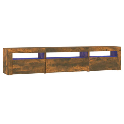 Meuble TV vidaXL avec lumières LED chêne fumé 195x35x40 cm