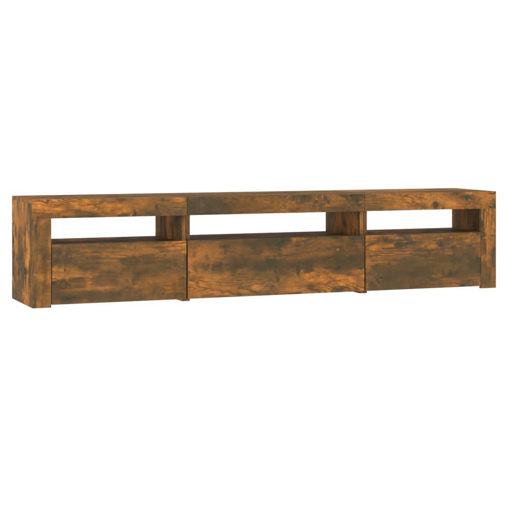 Meuble TV vidaXL avec lumières LED chêne fumé 195x35x40 cm