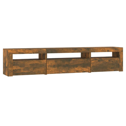 Meuble TV vidaXL avec lumières LED chêne fumé 195x35x40 cm