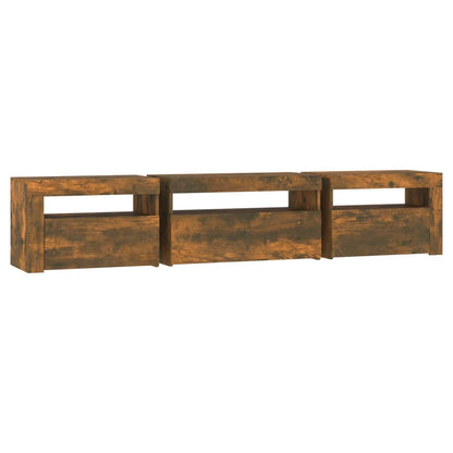 Meuble TV vidaXL avec lumières LED chêne fumé 195x35x40 cm