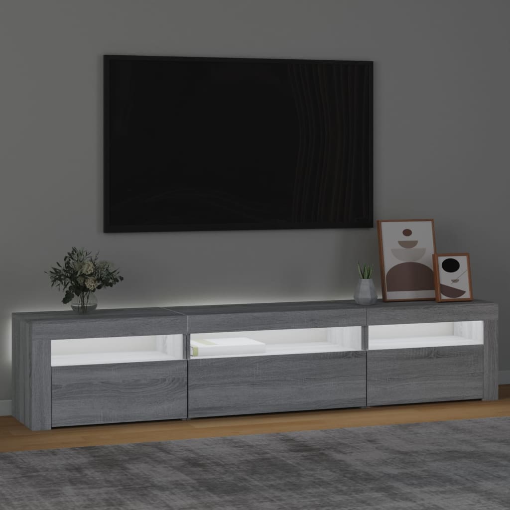 Meuble TV vidaXL avec lumières LED gris Sonoma 195x35x40 cm