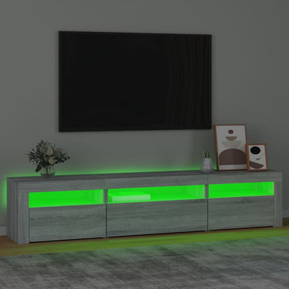 Meuble TV vidaXL avec lumières LED gris Sonoma 195x35x40 cm