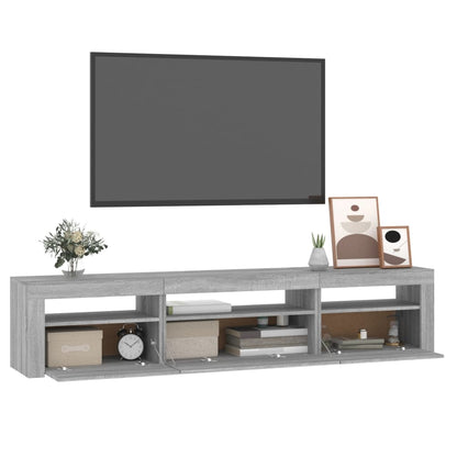 Meuble TV vidaXL avec lumières LED gris Sonoma 195x35x40 cm