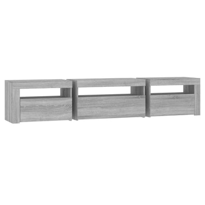 Meuble TV vidaXL avec lumières LED gris Sonoma 195x35x40 cm