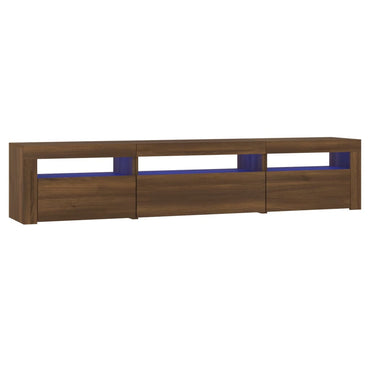 Meuble TV vidaXL avec lumières LED marron aspect chêne 195x35x40 cm