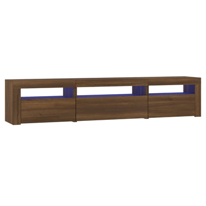 Meuble TV vidaXL avec lumières LED marron aspect chêne 195x35x40 cm