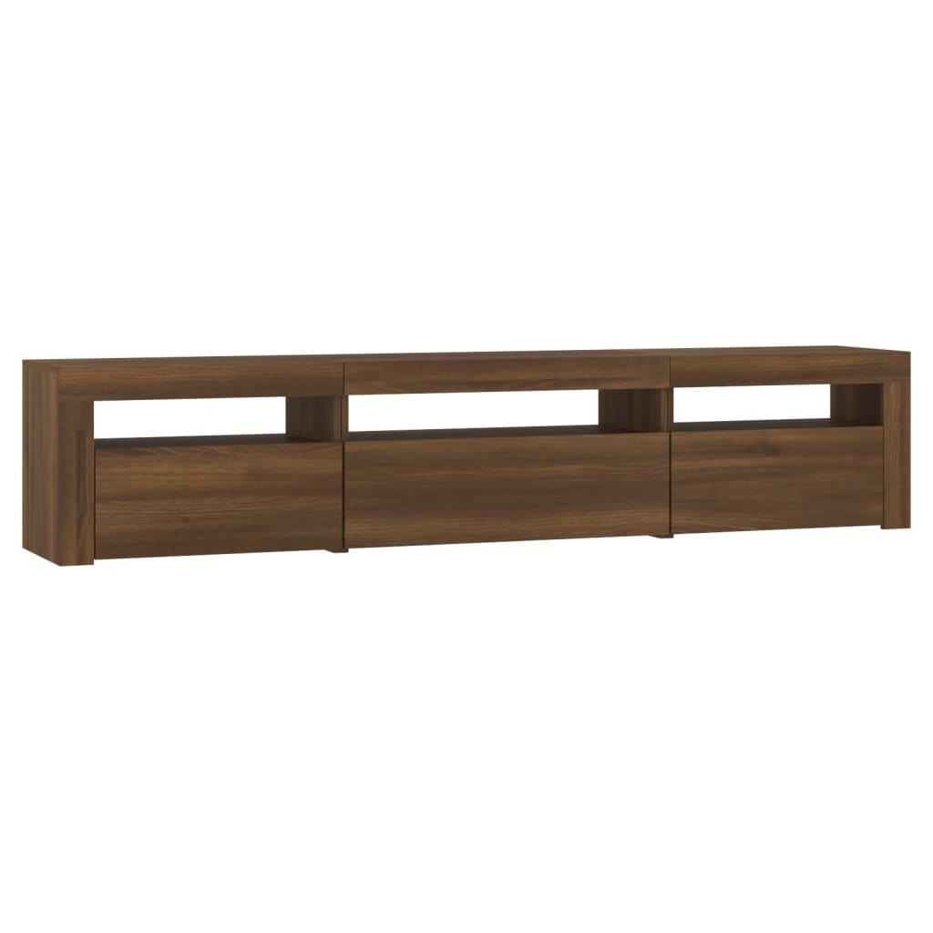 Meuble TV vidaXL avec lumières LED marron aspect chêne 195x35x40 cm