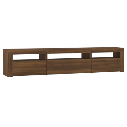 Meuble TV vidaXL avec lumières LED marron aspect chêne 195x35x40 cm