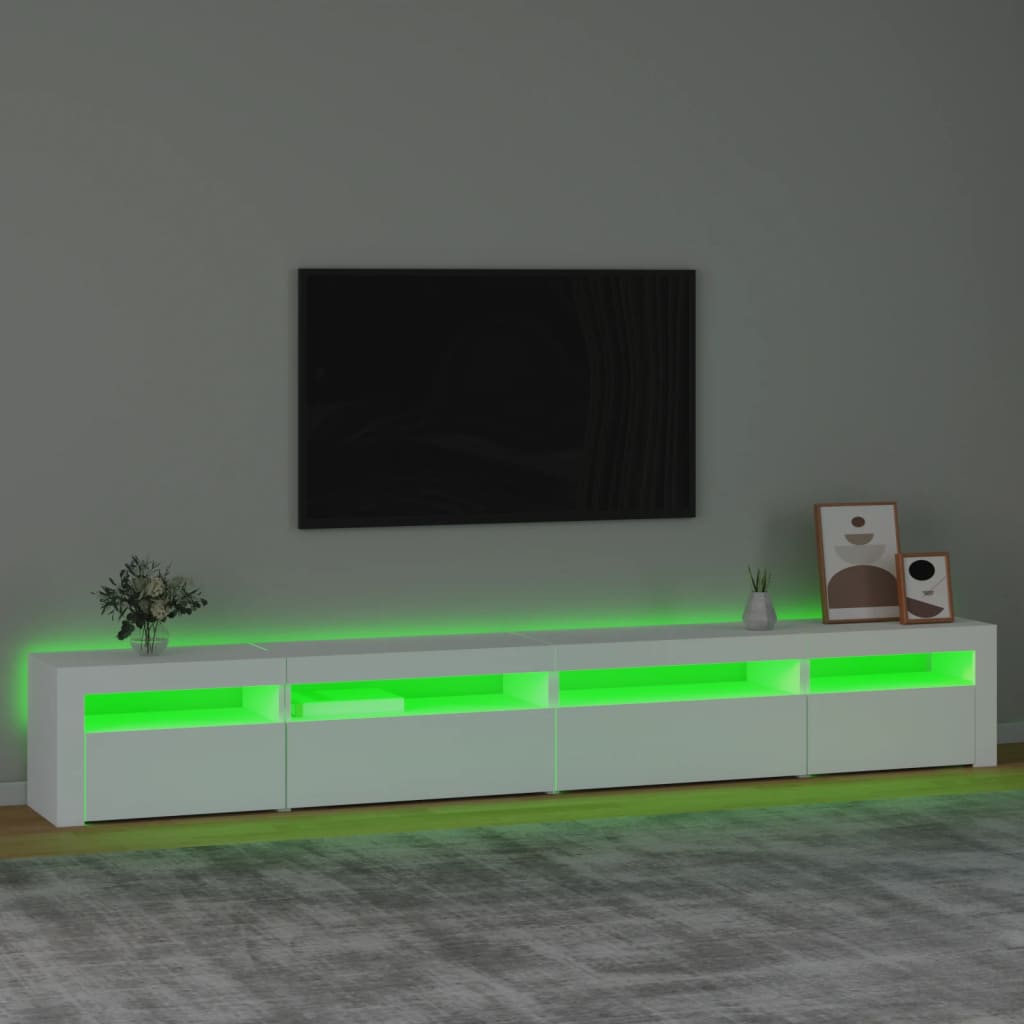Meuble TV vidaXL avec lumières LED Blanc 270x35x40 cm