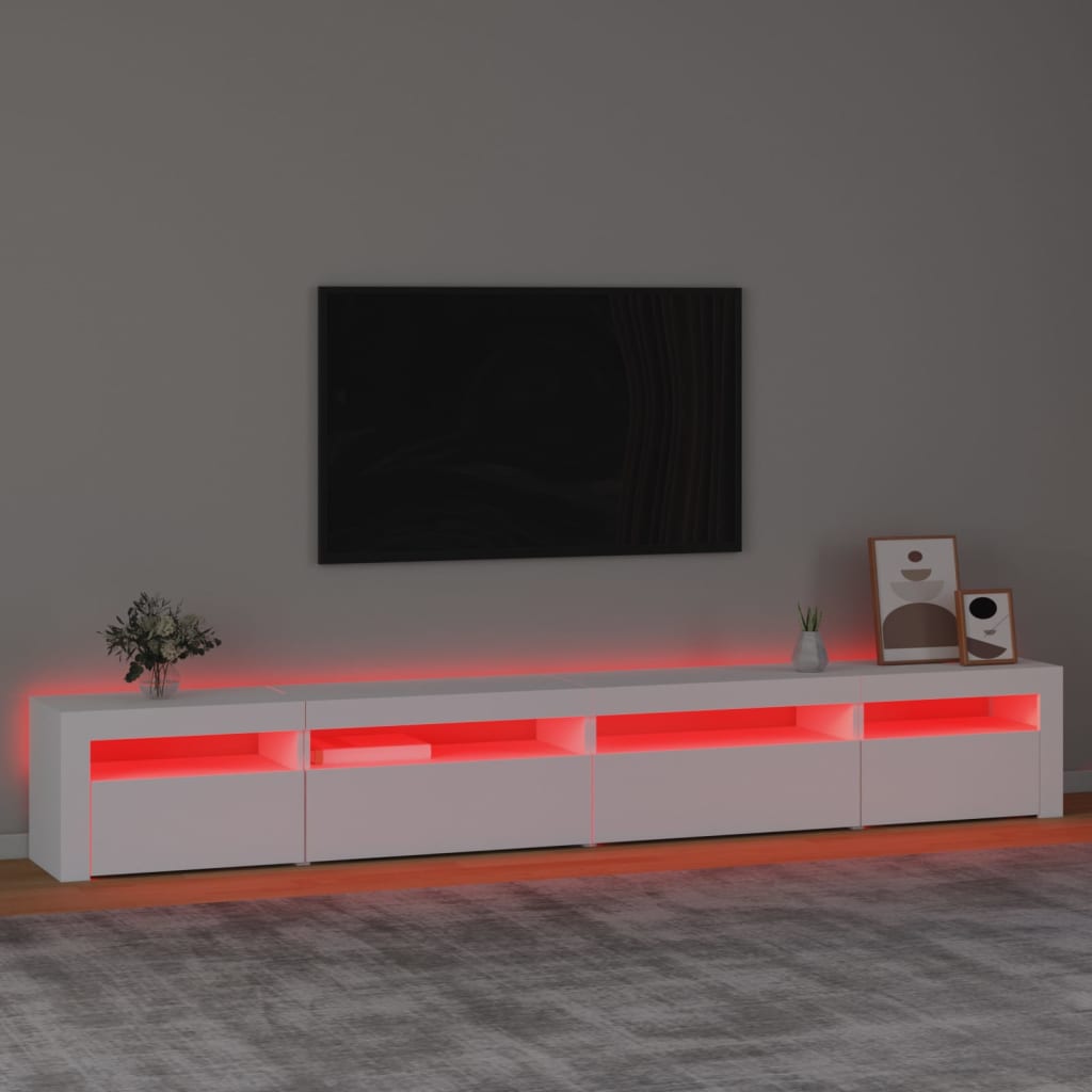 Meuble TV vidaXL avec lumières LED Blanc 270x35x40 cm