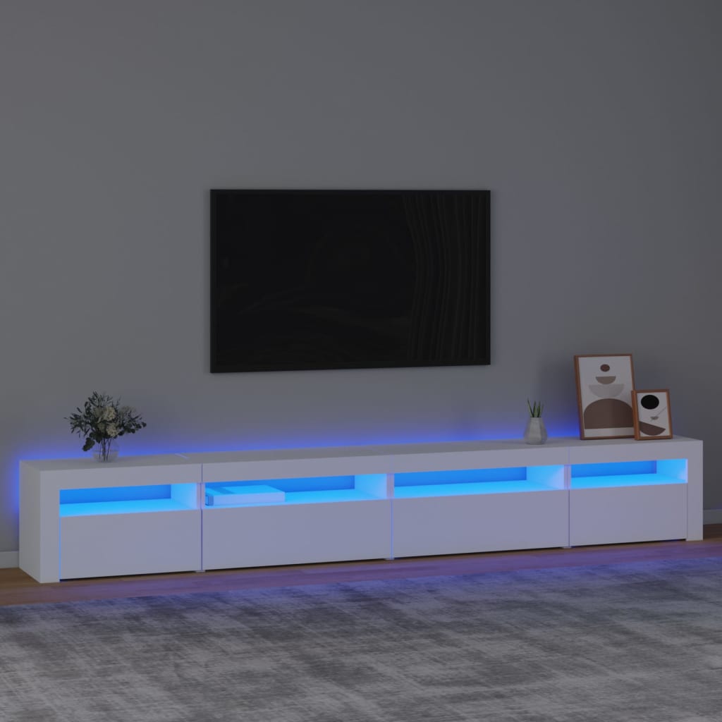 Meuble TV vidaXL avec lumières LED Blanc 270x35x40 cm