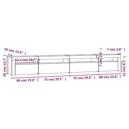 vidaXL TV-Schrank mit LED-Leuchten Sonoma-Eiche 270x35x40 cm