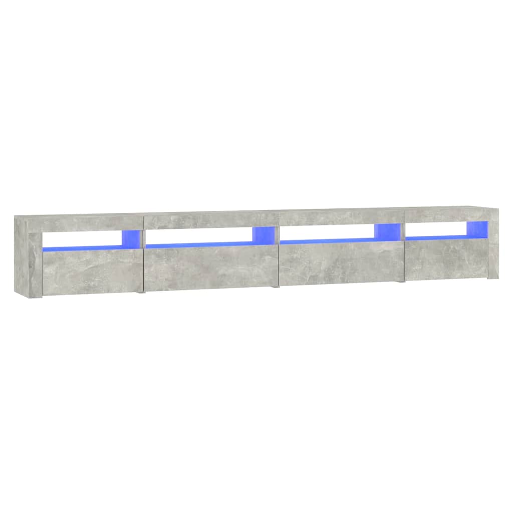 Meuble TV vidaXL avec lumières LED gris béton 270x35x40 cm