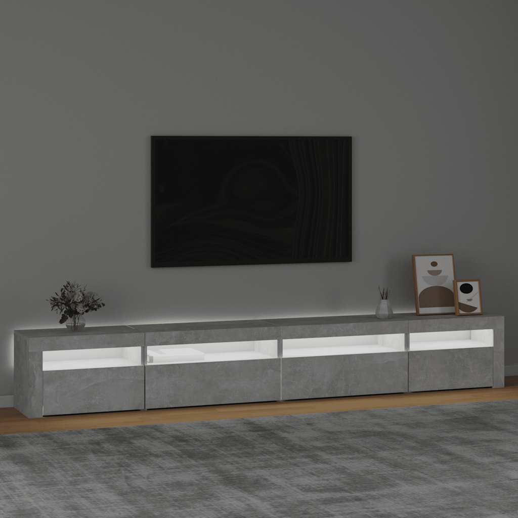 Meuble TV vidaXL avec lumières LED gris béton 270x35x40 cm