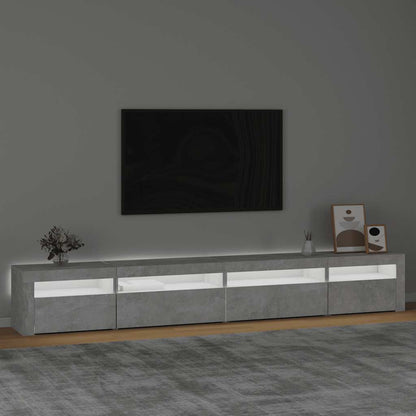 Meuble TV vidaXL avec lumières LED gris béton 270x35x40 cm