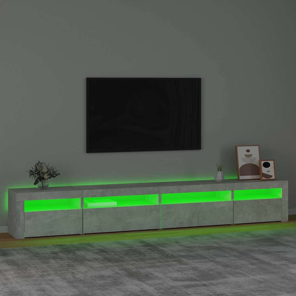 Meuble TV vidaXL avec lumières LED gris béton 270x35x40 cm