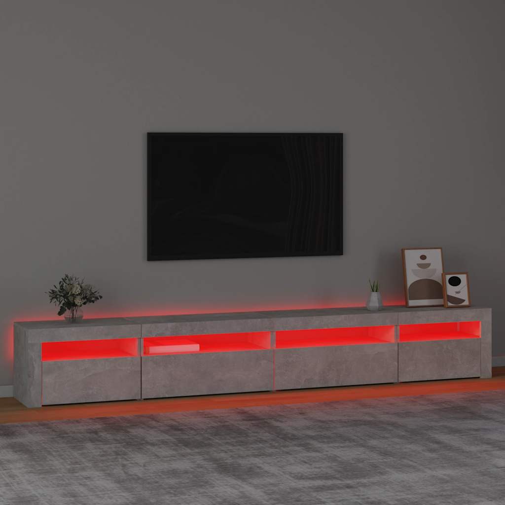 Meuble TV vidaXL avec lumières LED gris béton 270x35x40 cm