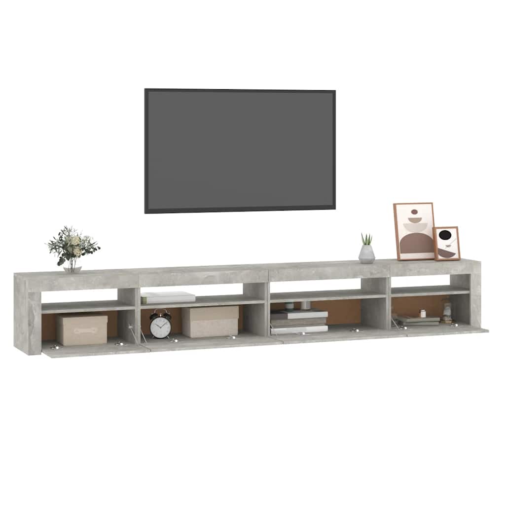 Meuble TV vidaXL avec lumières LED gris béton 270x35x40 cm