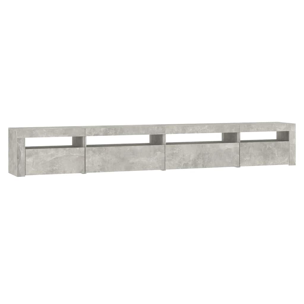 Meuble TV vidaXL avec lumières LED gris béton 270x35x40 cm