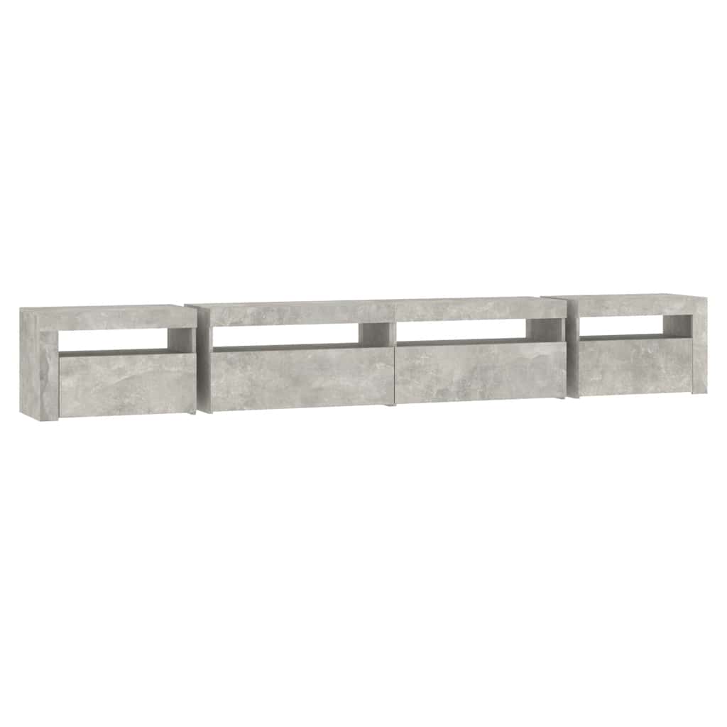Meuble TV vidaXL avec lumières LED gris béton 270x35x40 cm