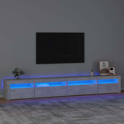 Meuble TV vidaXL avec lumières LED gris béton 270x35x40 cm