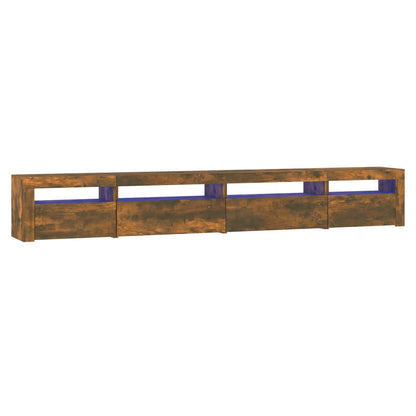 Meuble TV vidaXL avec lumières LED chêne fumé 270x35x40 cm