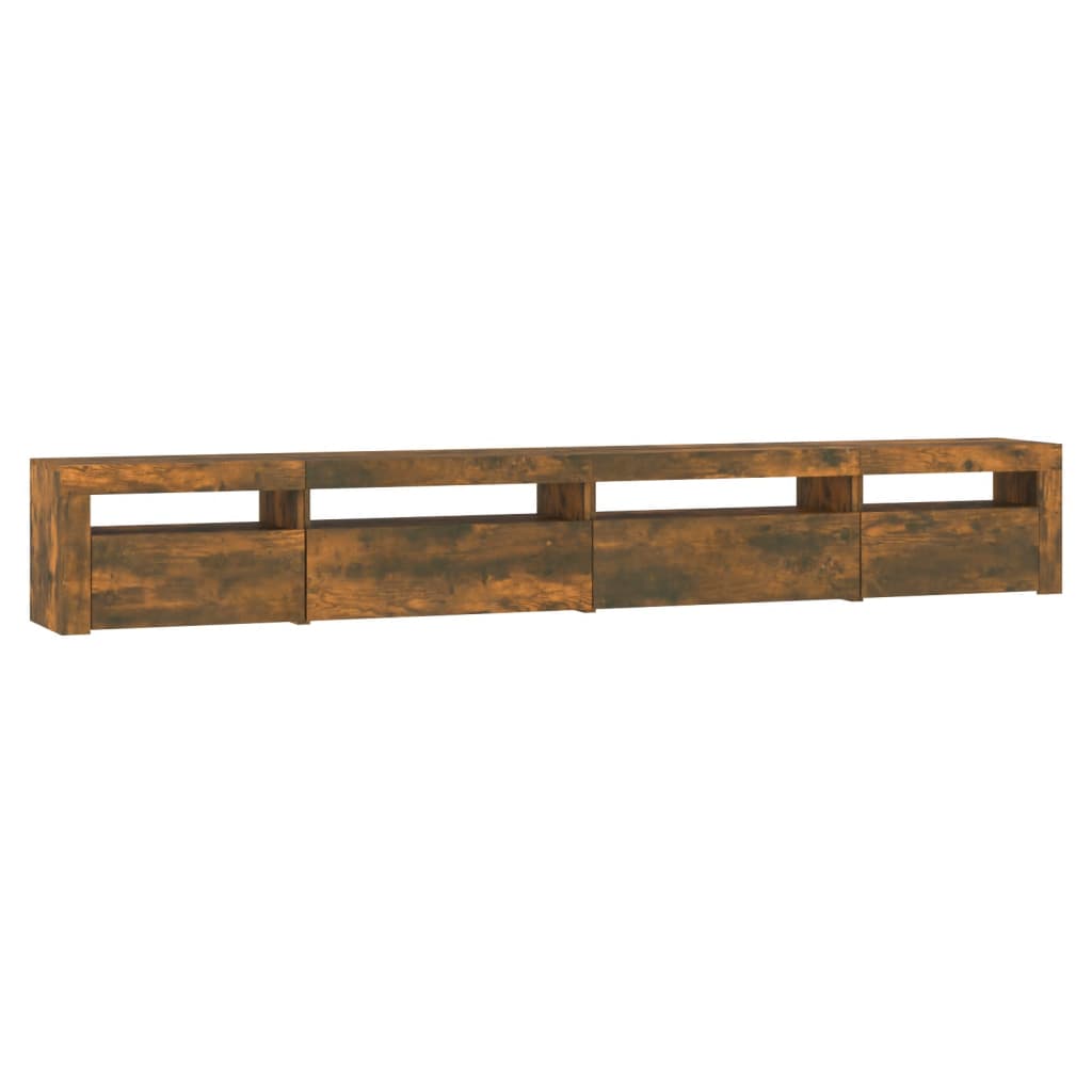 Meuble TV vidaXL avec lumières LED chêne fumé 270x35x40 cm