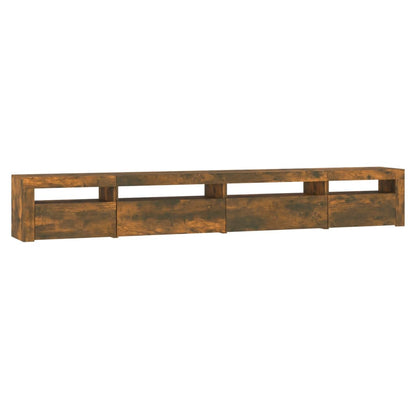 Meuble TV vidaXL avec lumières LED chêne fumé 270x35x40 cm