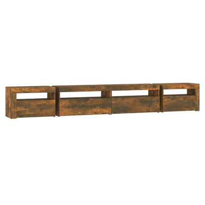 Meuble TV vidaXL avec lumières LED chêne fumé 270x35x40 cm