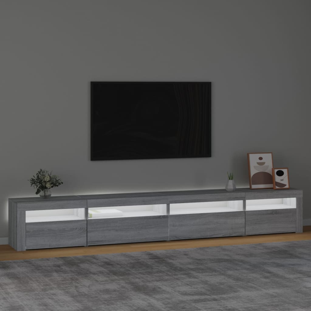 Meuble TV vidaXL avec lumières LED gris Sonoma 270x35x40 cm