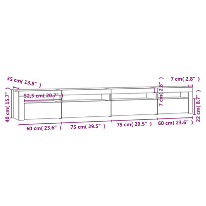 Meuble TV vidaXL avec lumières LED gris Sonoma 270x35x40 cm