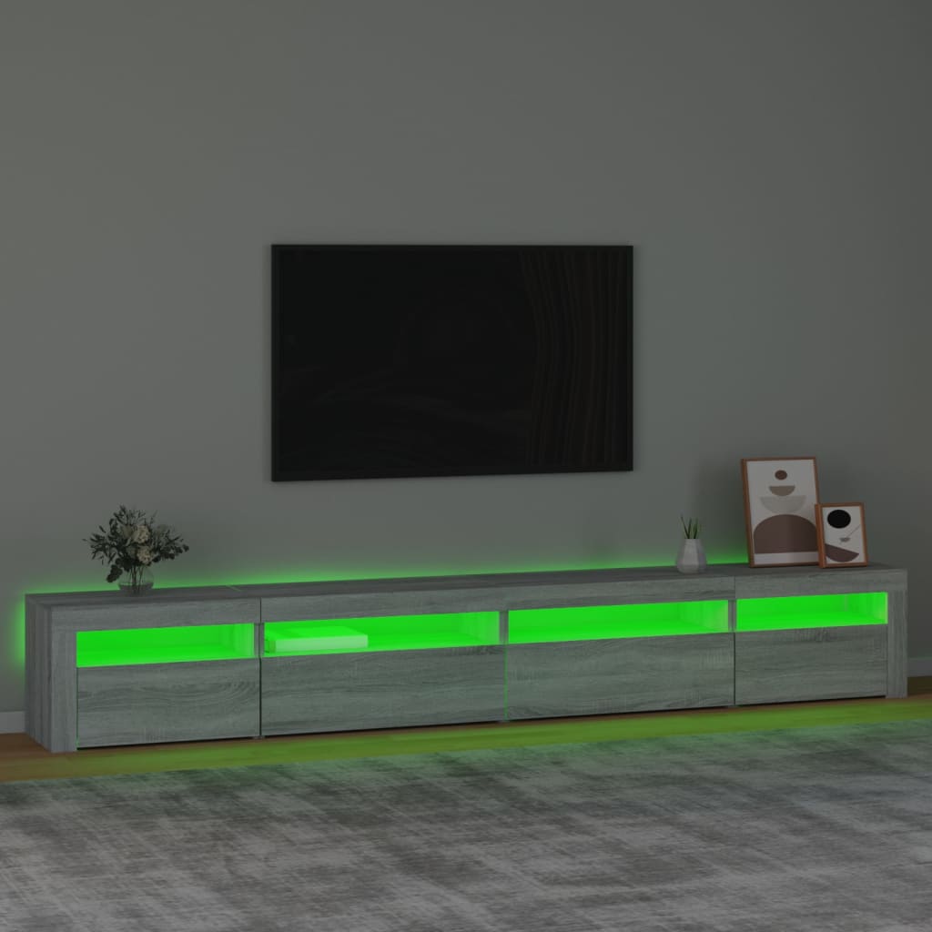 Meuble TV vidaXL avec lumières LED gris Sonoma 270x35x40 cm